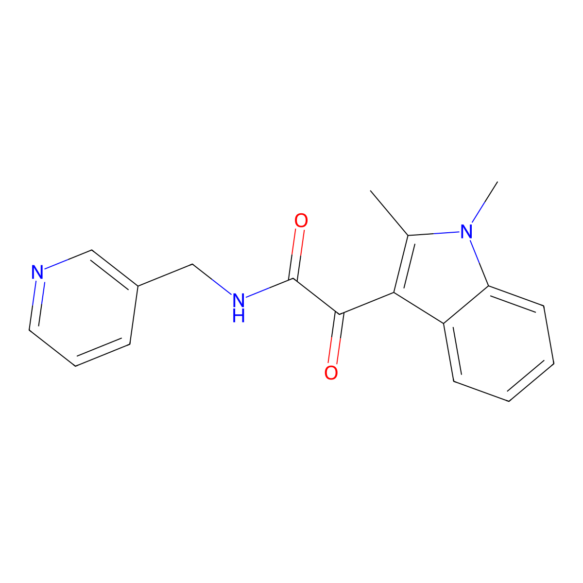 2-(1,2-dimethyl-1H-indol-3-yl)-2-oxo-N-(pyridin-3-ylmethyl)acetamide molecular structure, CAS 862831-14-9