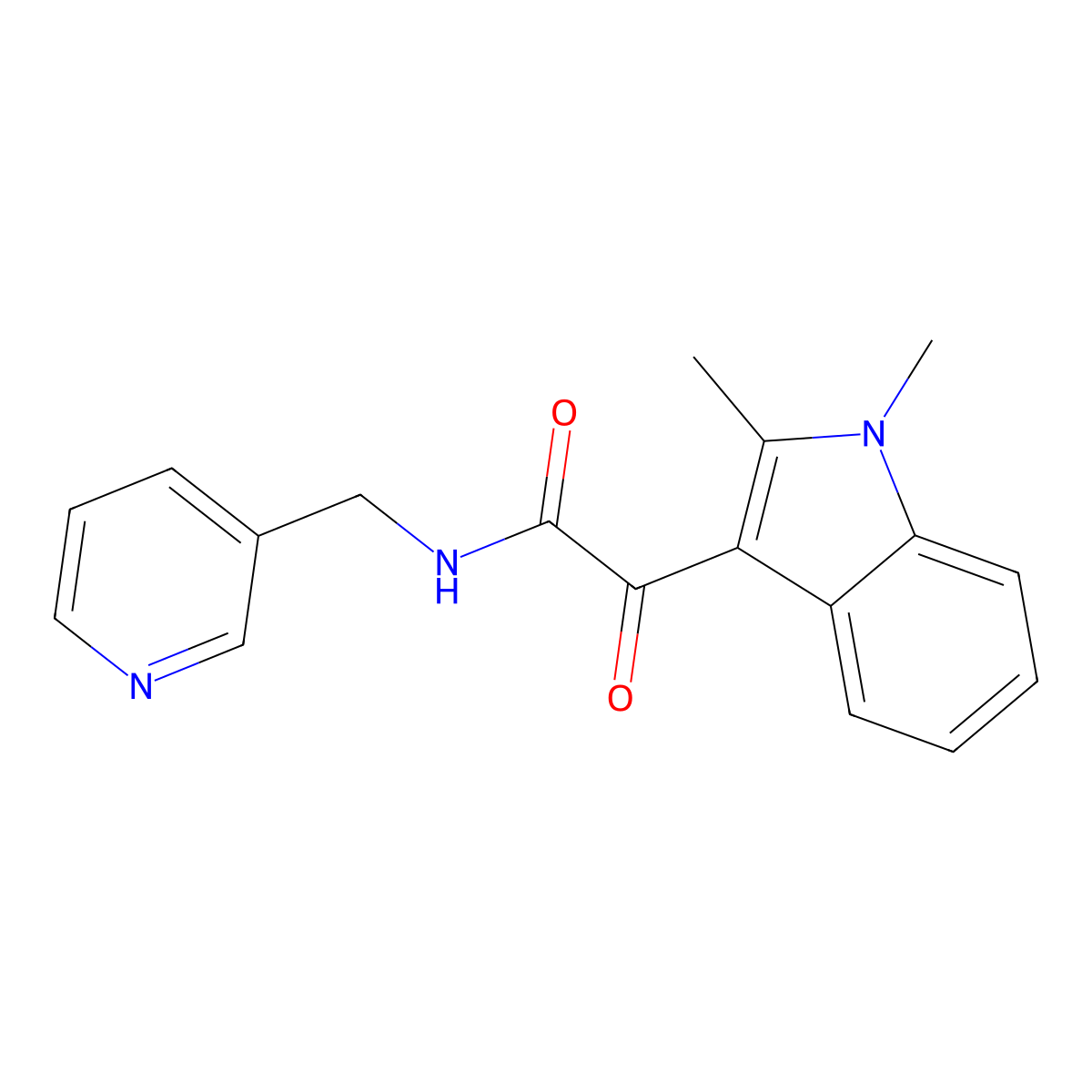 2-(1,2-dimethyl-1H-indol-3-yl)-2-oxo-N-(pyridin-3-ylmethyl)acetamide molecular structure, CAS 862831-14-9