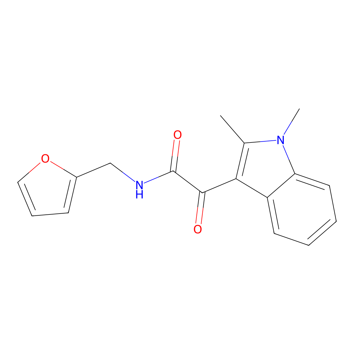 2-(1,2-dimethyl-1H-indol-3-yl)-N-(furan-2-ylmethyl)-2-oxoacetamide molecular structure, CAS 862831-16-1