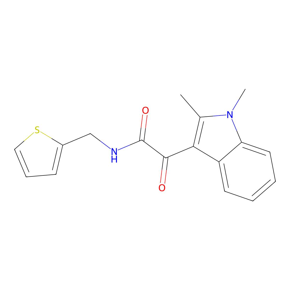 2-(1,2-dimethylindol-3-yl)-2-oxo-N-(thiophen-2-ylmethyl)acetamide molecular structure, CAS 862831-17-2