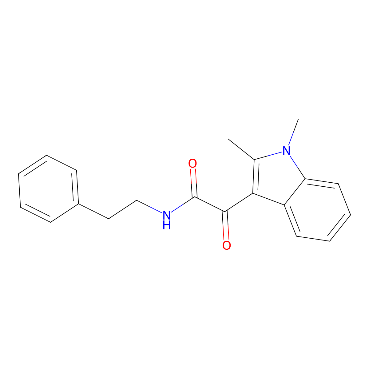 2-(1,2-dimethyl-1H-indol-3-yl)-2-oxo-N-(2-phenylethyl)acetamide molecular structure, CAS 862831-18-3