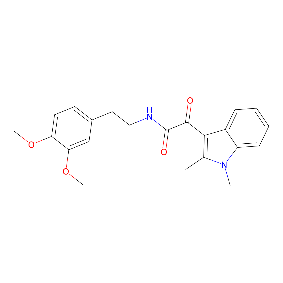 N-(3,4-dimethoxyphenethyl)-2-(1,2-dimethyl-1H-indol-3-yl)-2-oxoacetamide molecular structure, CAS 862831-21-8