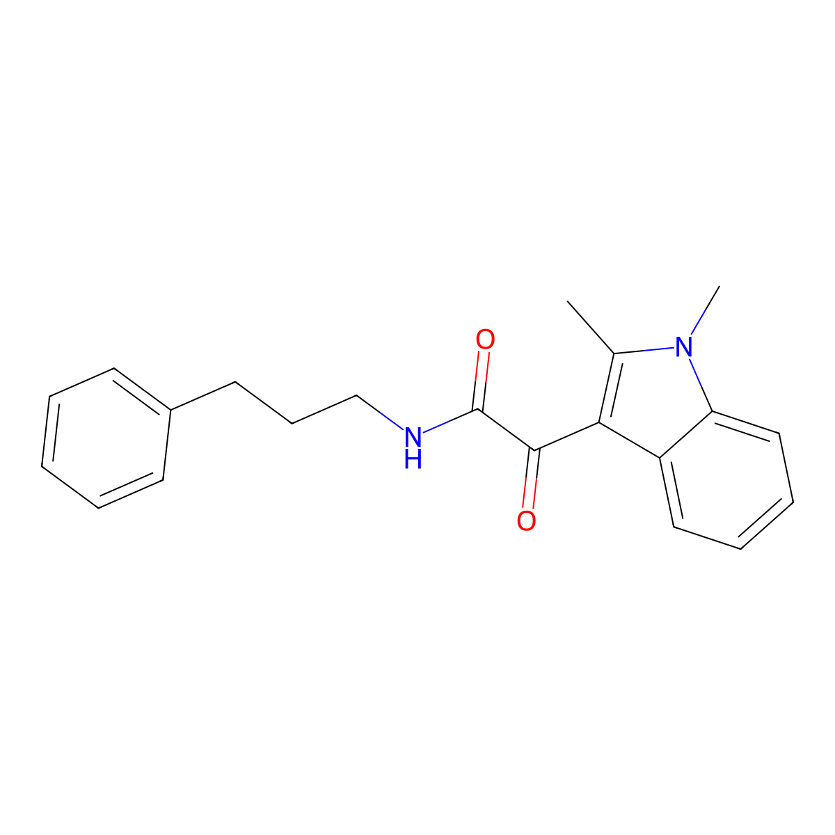2-(1,2-dimethyl-1H-indol-3-yl)-2-oxo-N-(3-phenylpropyl)acetamide molecular structure, CAS 862831-23-0