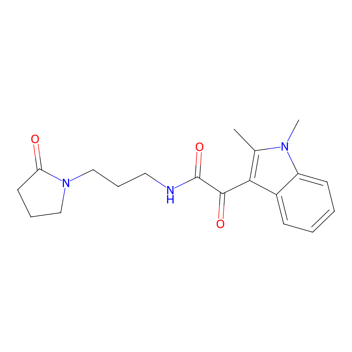 2-(1,2-dimethyl-1H-indol-3-yl)-2-oxo-N-(3-(2-oxopyrrolidin-1-yl)propyl)acetamide molecular structure, CAS 862831-25-2