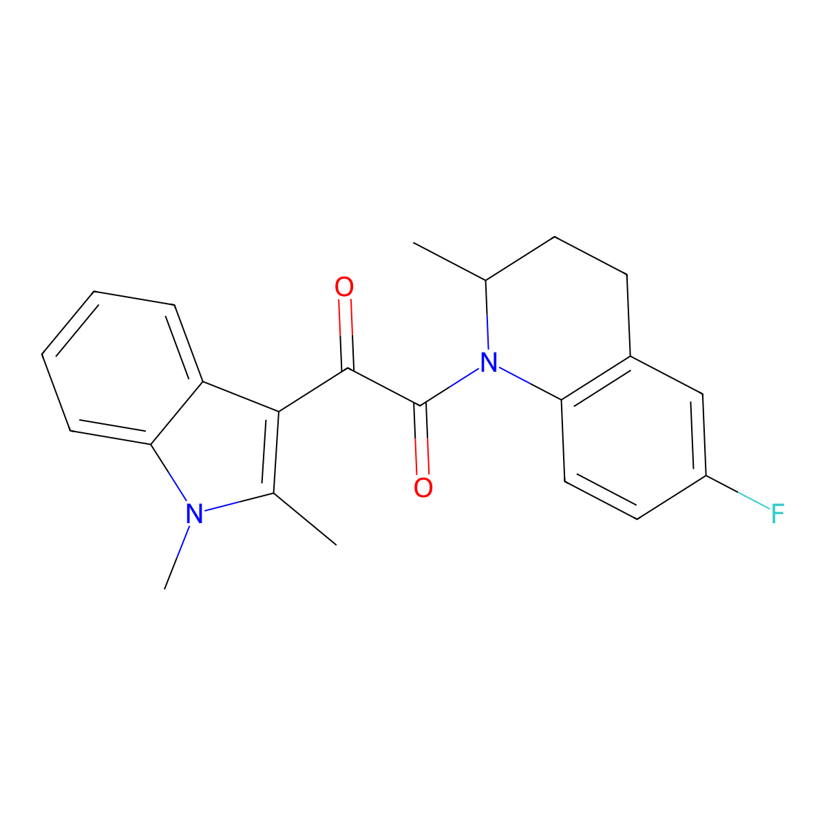 1-(1,2-dimethyl-1H-indol-3-yl)-2-(6-fluoro-2-methyl-1,2,3,4-tetrahydroquinolin-1-yl)ethane-1,2-dione molecular structure, CAS 862831-33-2
