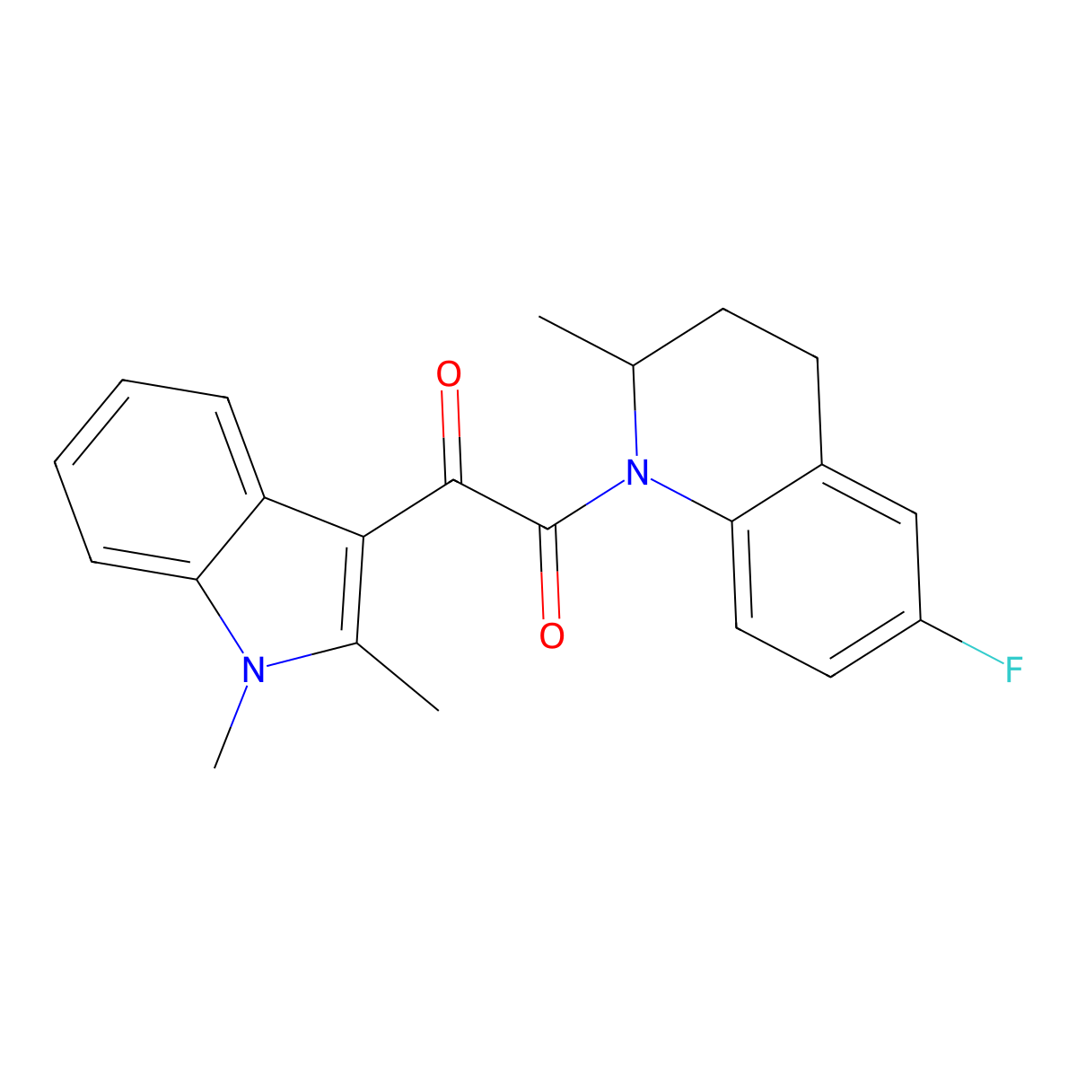 1-(1,2-dimethyl-1H-indol-3-yl)-2-(6-fluoro-2-methyl-1,2,3,4-tetrahydroquinolin-1-yl)ethane-1,2-dione molecular structure, CAS 862831-33-2