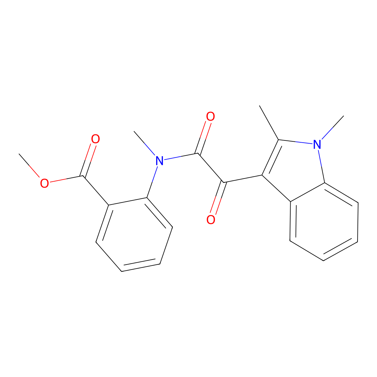 methyl 2-(2-(1,2-dimethyl-1H-indol-3-yl)-N-methyl-2-oxoacetamido)benzoate molecular structure, CAS 862831-34-3