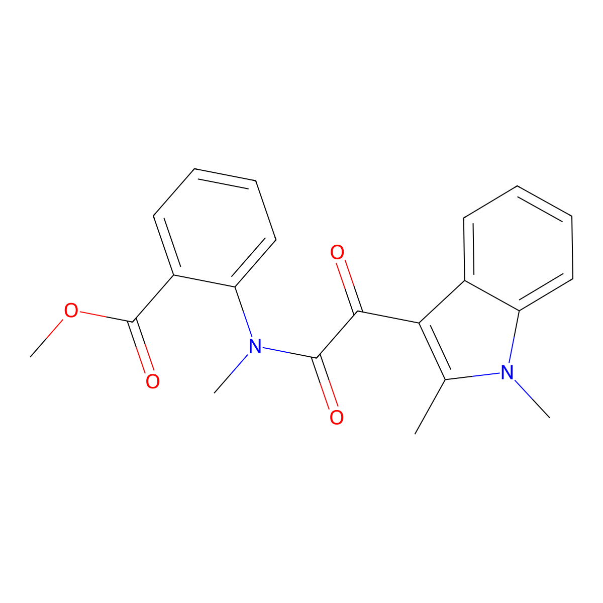 methyl 2-(2-(1,2-dimethyl-1H-indol-3-yl)-N-methyl-2-oxoacetamido)benzoate molecular structure, CAS 862831-34-3