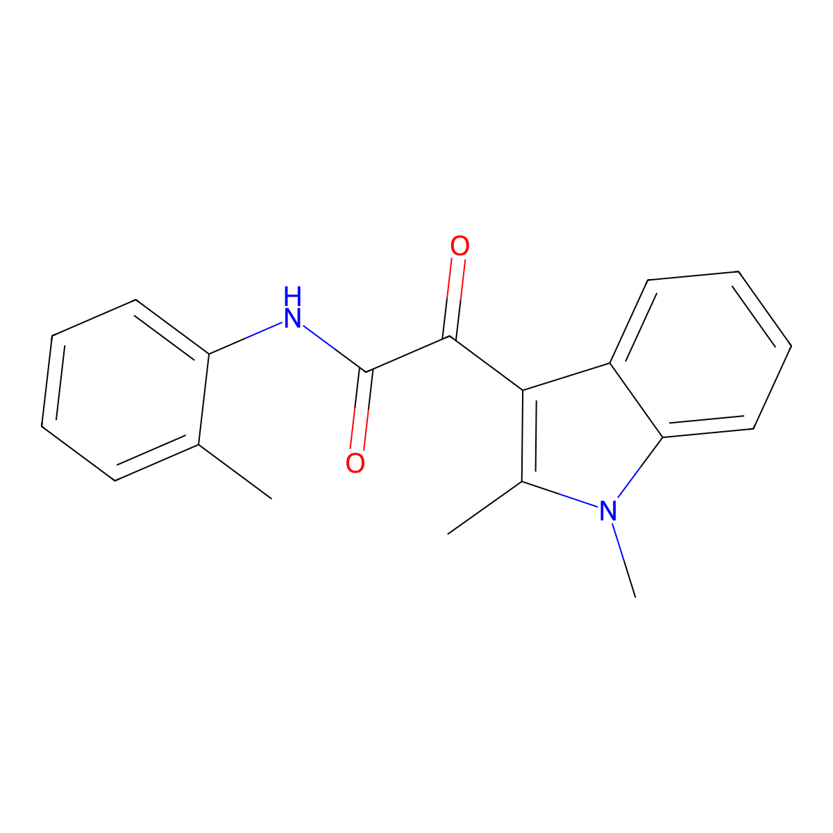 2-(1,2-dimethyl-1H-indol-3-yl)-2-oxo-N-(o-tolyl)acetamide molecular structure, CAS 862831-36-5
