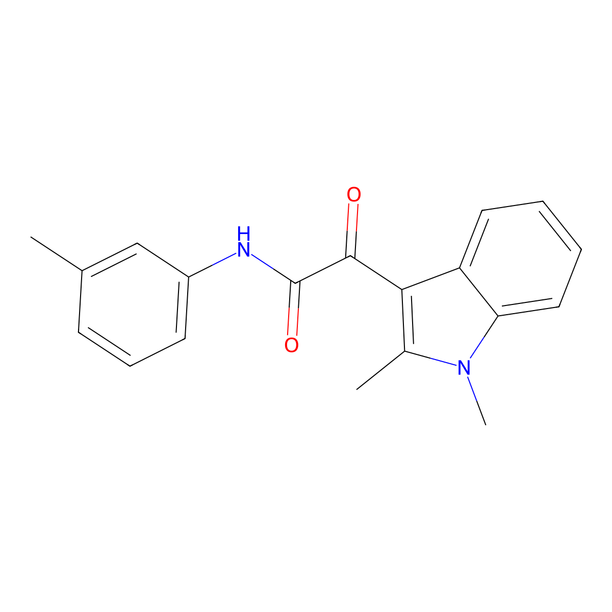 2-(1,2-dimethylindol-3-yl)-N-(3-methylphenyl)-2-oxoacetamide molecular structure, CAS 862831-37-6