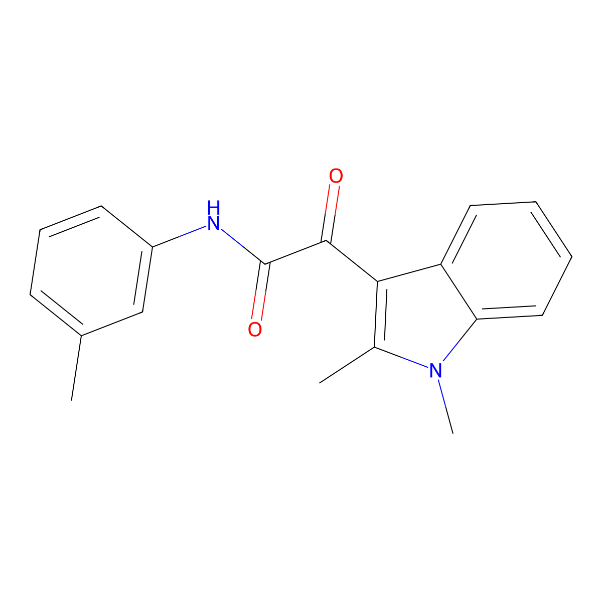 2-(1,2-dimethylindol-3-yl)-N-(3-methylphenyl)-2-oxoacetamide molecular structure, CAS 862831-37-6