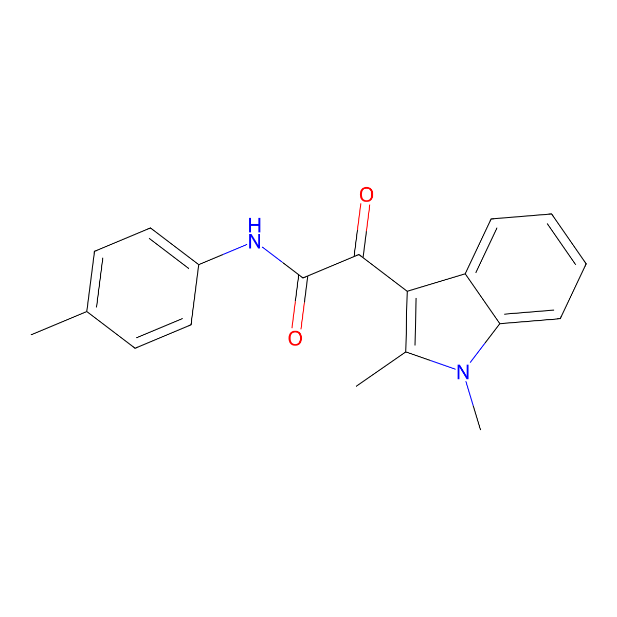 2-(1,2-dimethylindol-3-yl)-N-(4-methylphenyl)-2-oxoacetamide molecular structure, CAS 862831-38-7