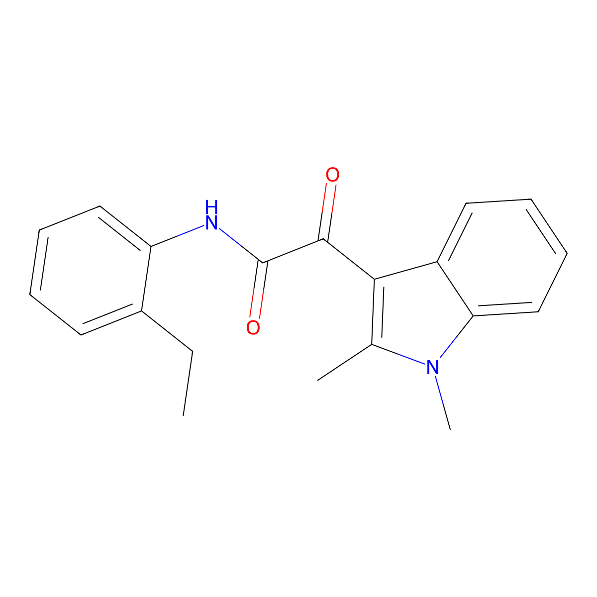 2-(1,2-dimethyl-1H-indol-3-yl)-N-(2-ethylphenyl)-2-oxoacetamide molecular structure, CAS 862831-39-8