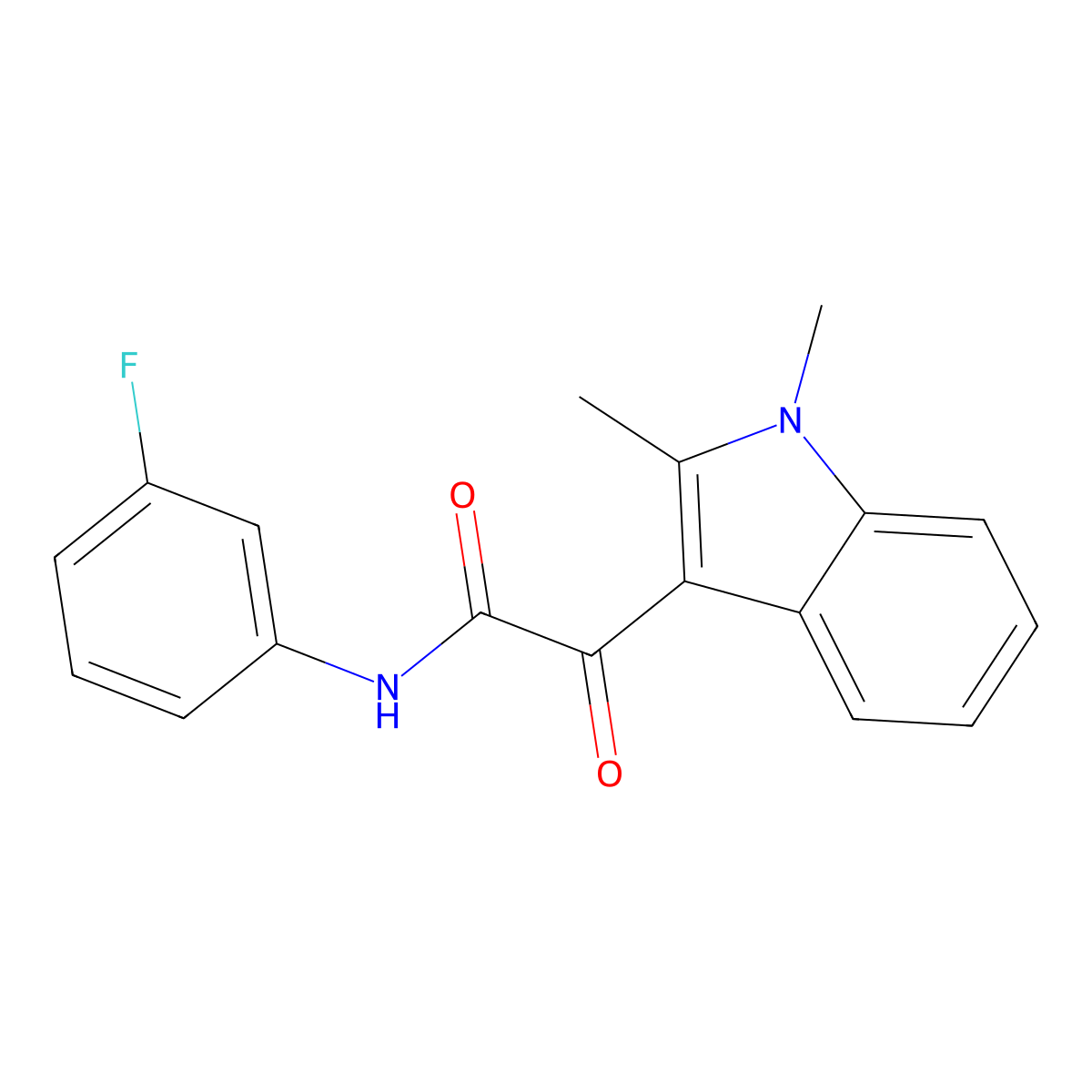 2-(1,2-dimethyl-1H-indol-3-yl)-N-(3-fluorophenyl)-2-oxoacetamide molecular structure, CAS 862831-43-4
