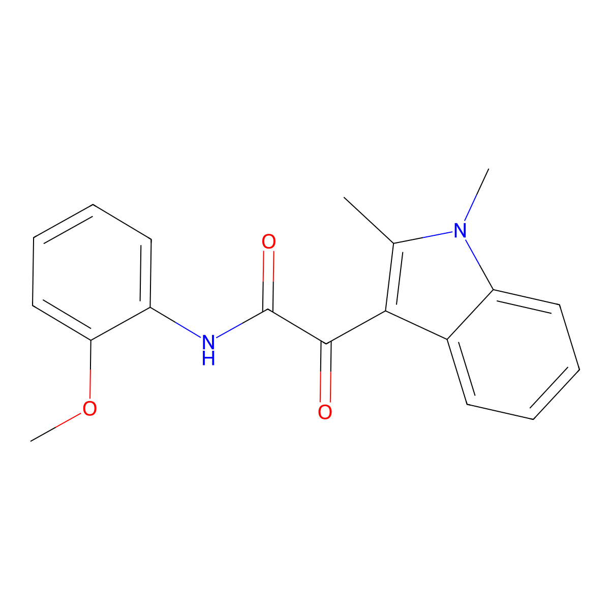 2-(1,2-dimethyl-1H-indol-3-yl)-N-(2-methoxyphenyl)-2-oxoacetamide molecular structure, CAS 862831-50-3