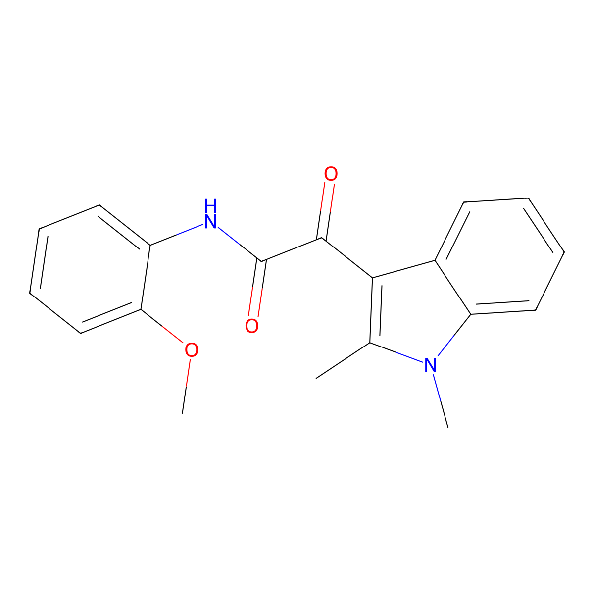 2-(1,2-dimethyl-1H-indol-3-yl)-N-(2-methoxyphenyl)-2-oxoacetamide molecular structure, CAS 862831-50-3