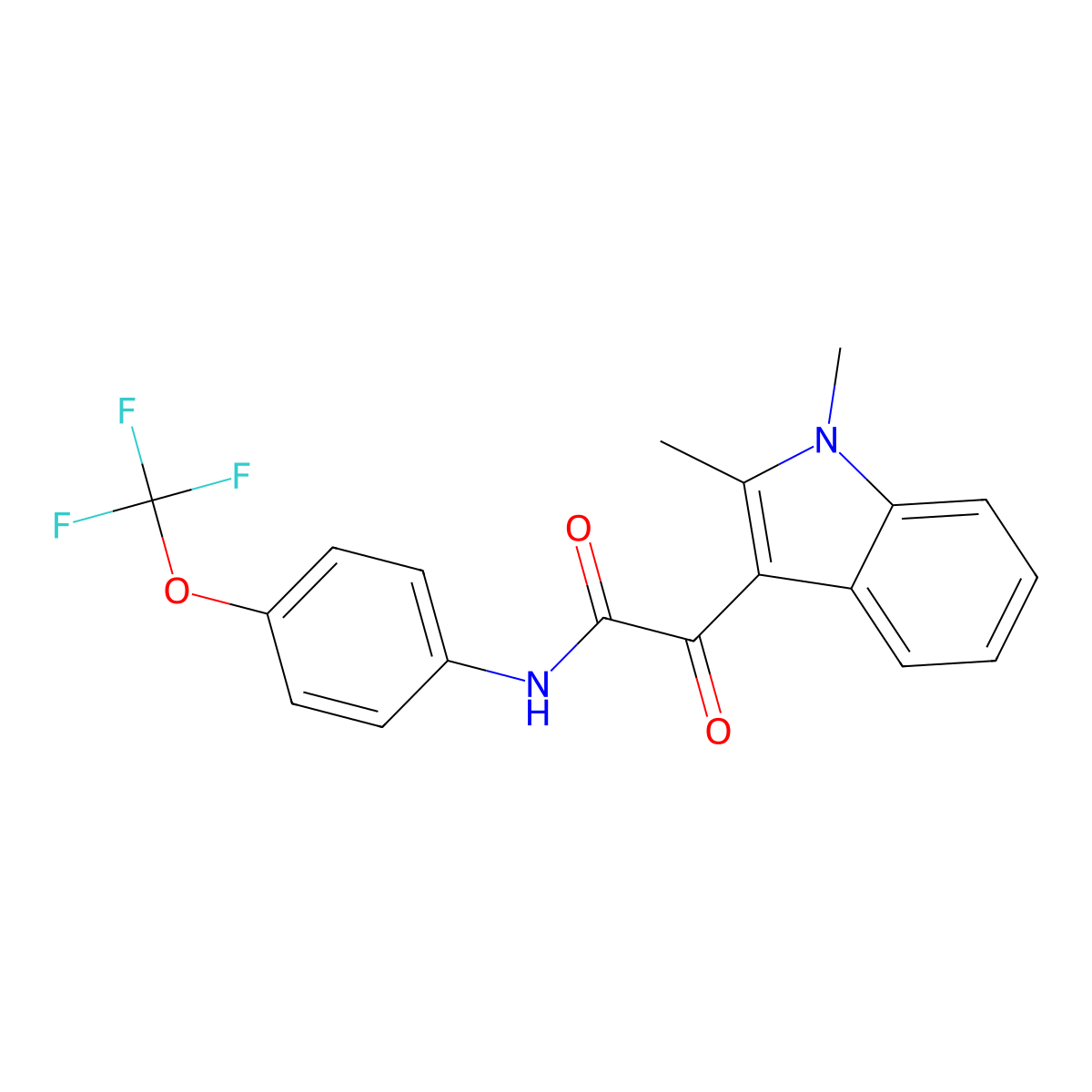 2-(1,2-dimethyl-1H-indol-3-yl)-2-oxo-N-(4-(trifluoromethoxy)phenyl)acetamide molecular structure, CAS 862831-55-8