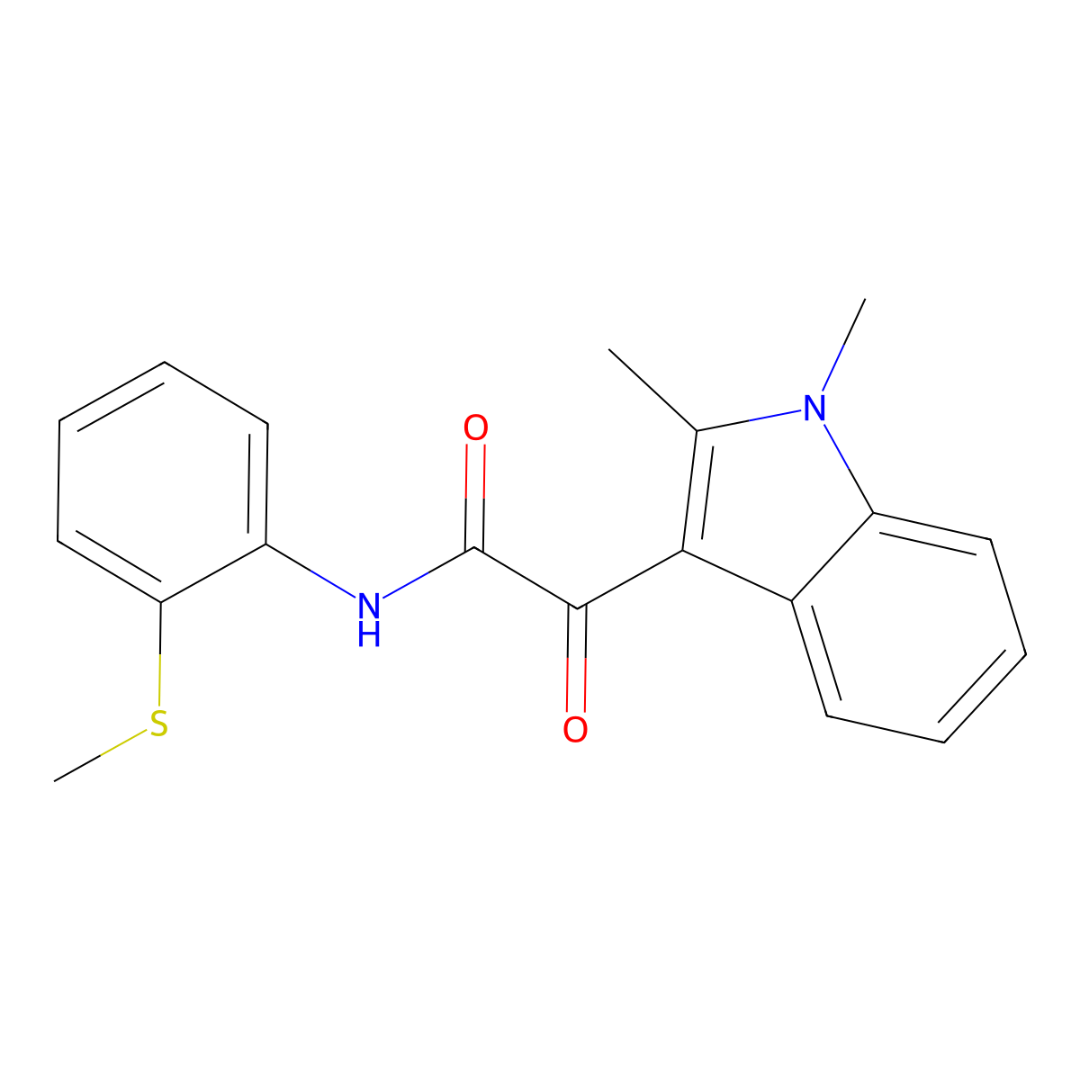 2-(1,2-dimethyl-1H-indol-3-yl)-N-(2-(methylthio)phenyl)-2-oxoacetamide molecular structure, CAS 862831-56-9