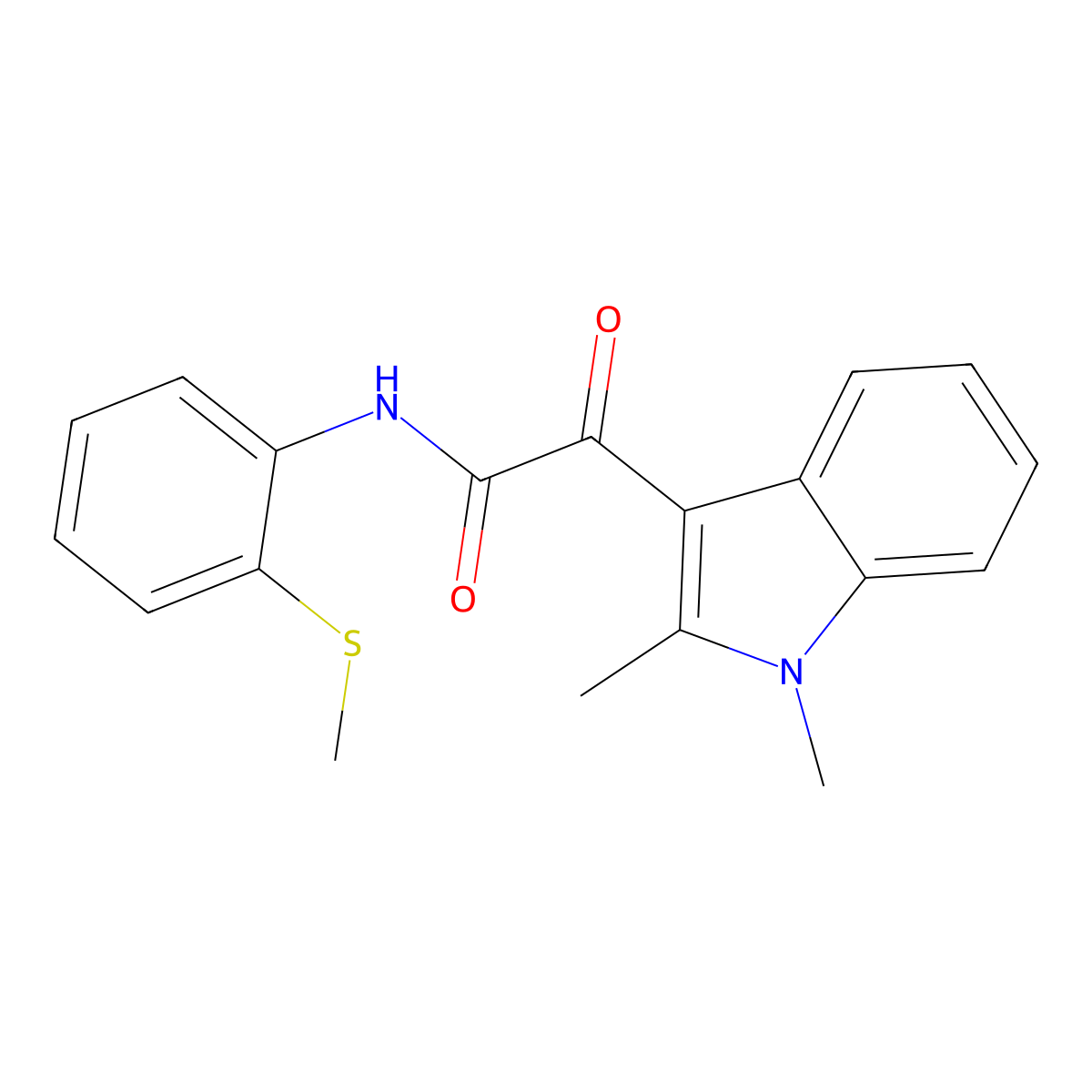 2-(1,2-dimethyl-1H-indol-3-yl)-N-(2-(methylthio)phenyl)-2-oxoacetamide molecular structure, CAS 862831-56-9