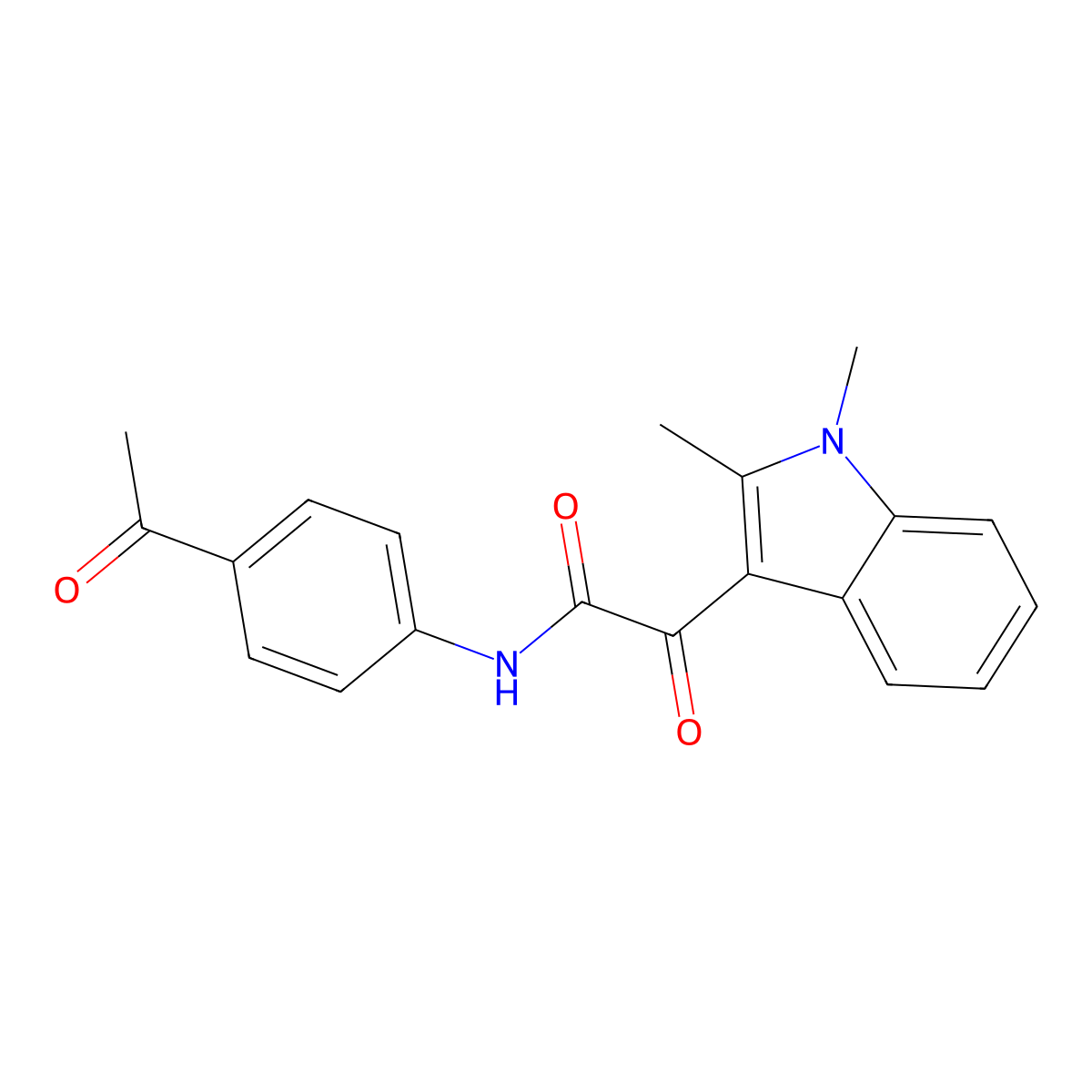 N-(4-acetylphenyl)-2-(1,2-dimethyl-1H-indol-3-yl)-2-oxoacetamide molecular structure, CAS 862831-57-0