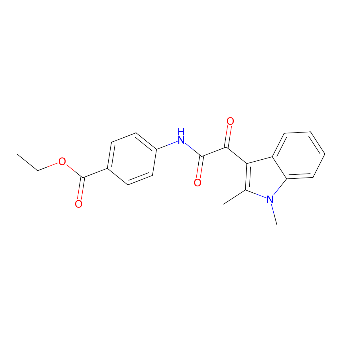 ethyl 4-(2-(1,2-dimethyl-1H-indol-3-yl)-2-oxoacetamido)benzoate molecular structure, CAS 862831-59-2