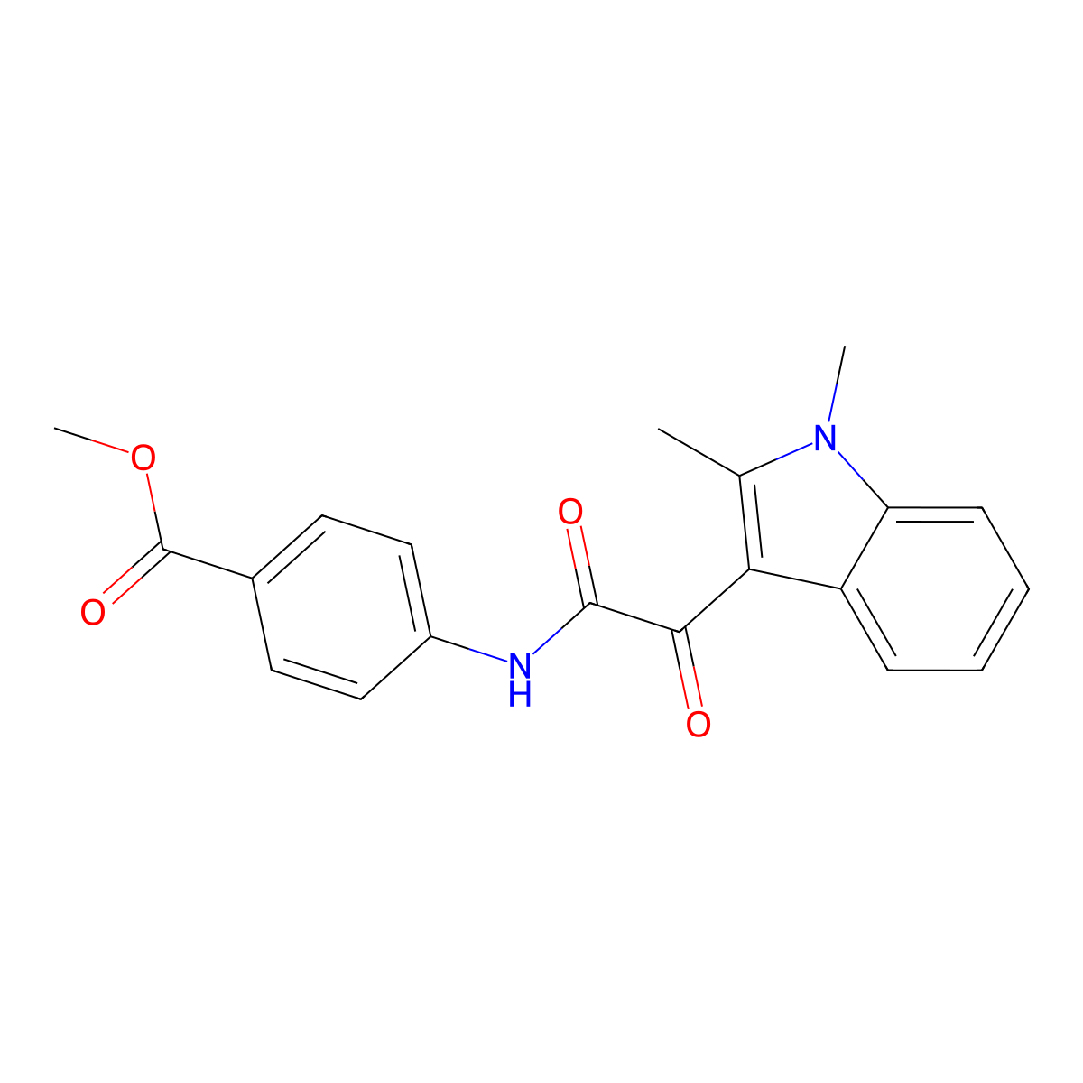 methyl 4-(2-(1,2-dimethyl-1H-indol-3-yl)-2-oxoacetamido)benzoate molecular structure, CAS 862831-60-5
