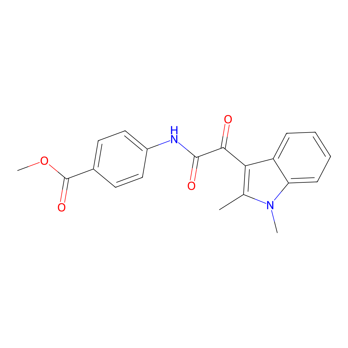 methyl 4-(2-(1,2-dimethyl-1H-indol-3-yl)-2-oxoacetamido)benzoate molecular structure, CAS 862831-60-5