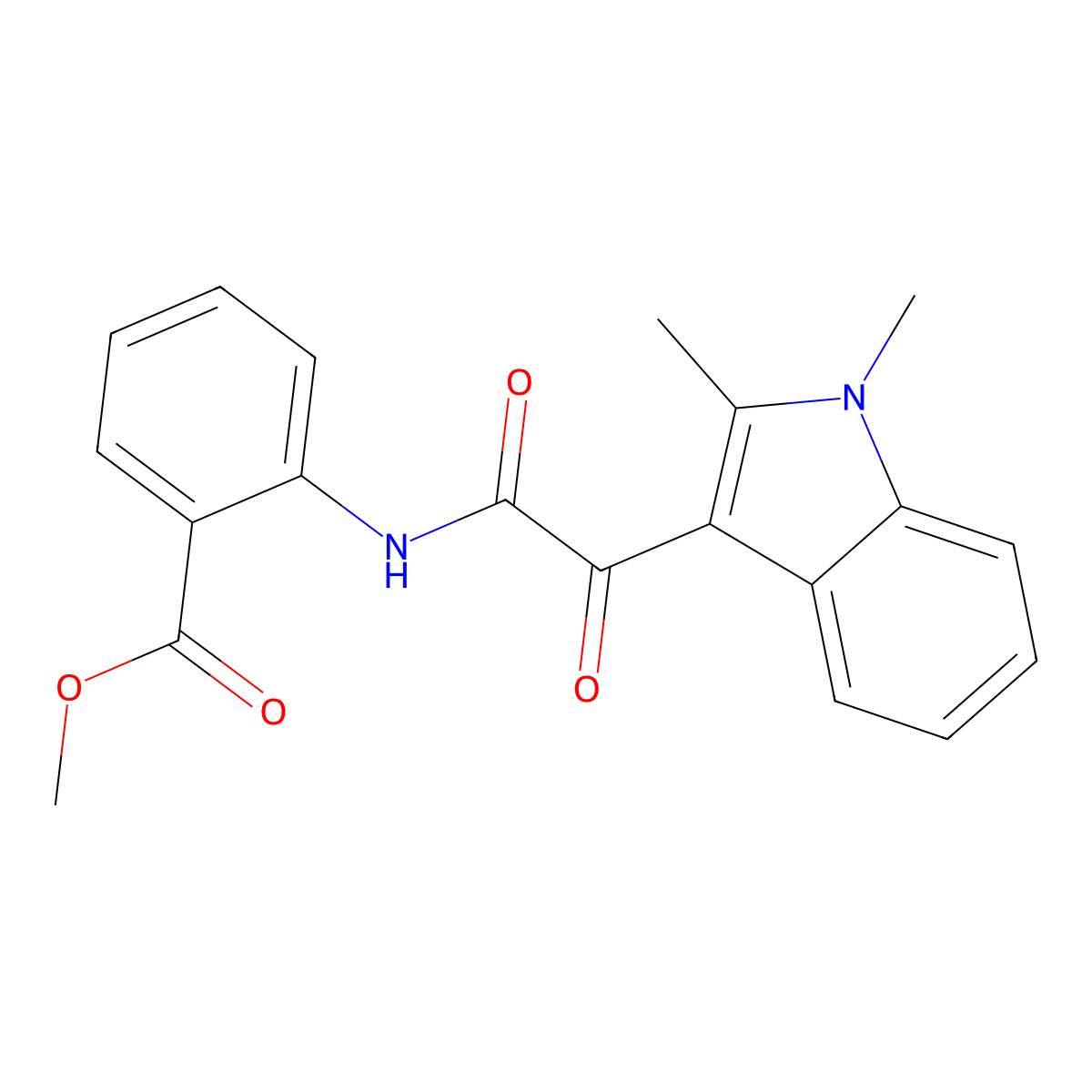 Methyl 2-[[2-(1,2-dimethylindol-3-yl)-2-oxoacetyl]amino]benzoate molecular structure, CAS 862831-61-6