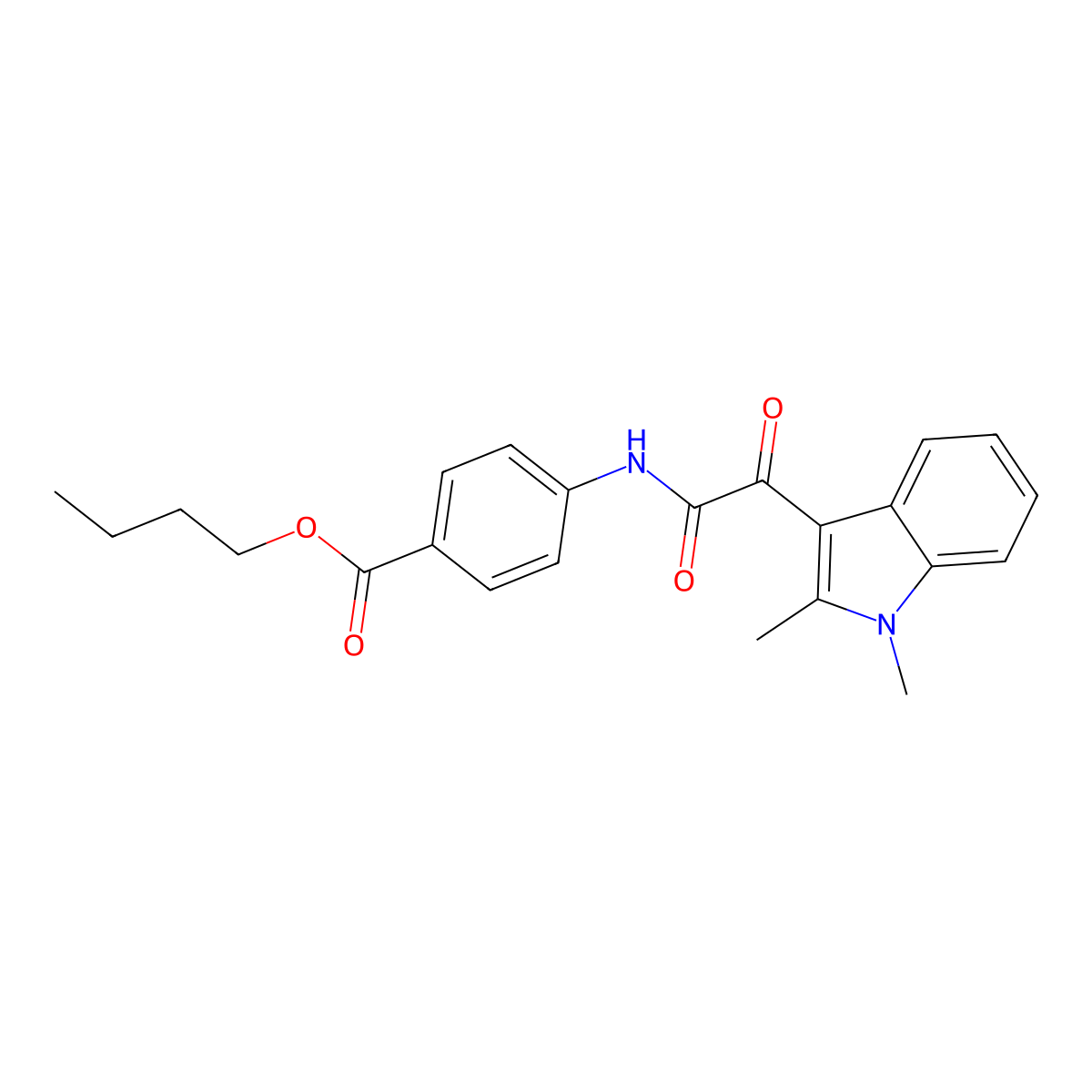 butyl 4-[2-(1,2-dimethyl-1H-indol-3-yl)-2-oxoacetamido]benzoate molecular structure, CAS 862831-62-7