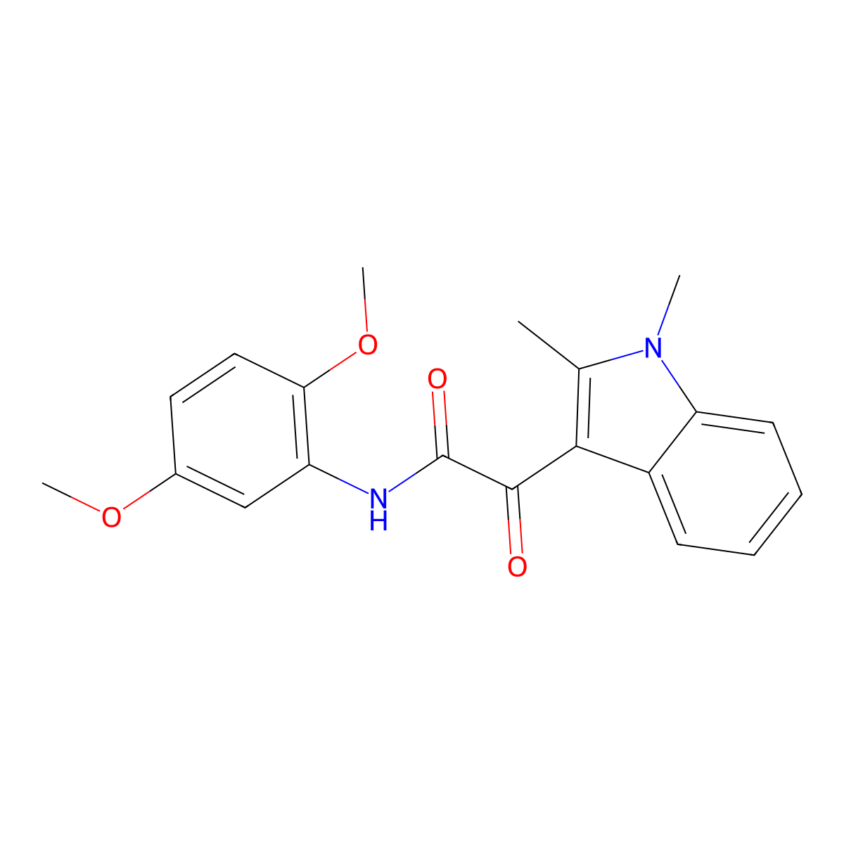 N-(2,5-dimethoxyphenyl)-2-(1,2-dimethyl-1H-indol-3-yl)-2-oxoacetamide molecular structure, CAS 862831-72-9