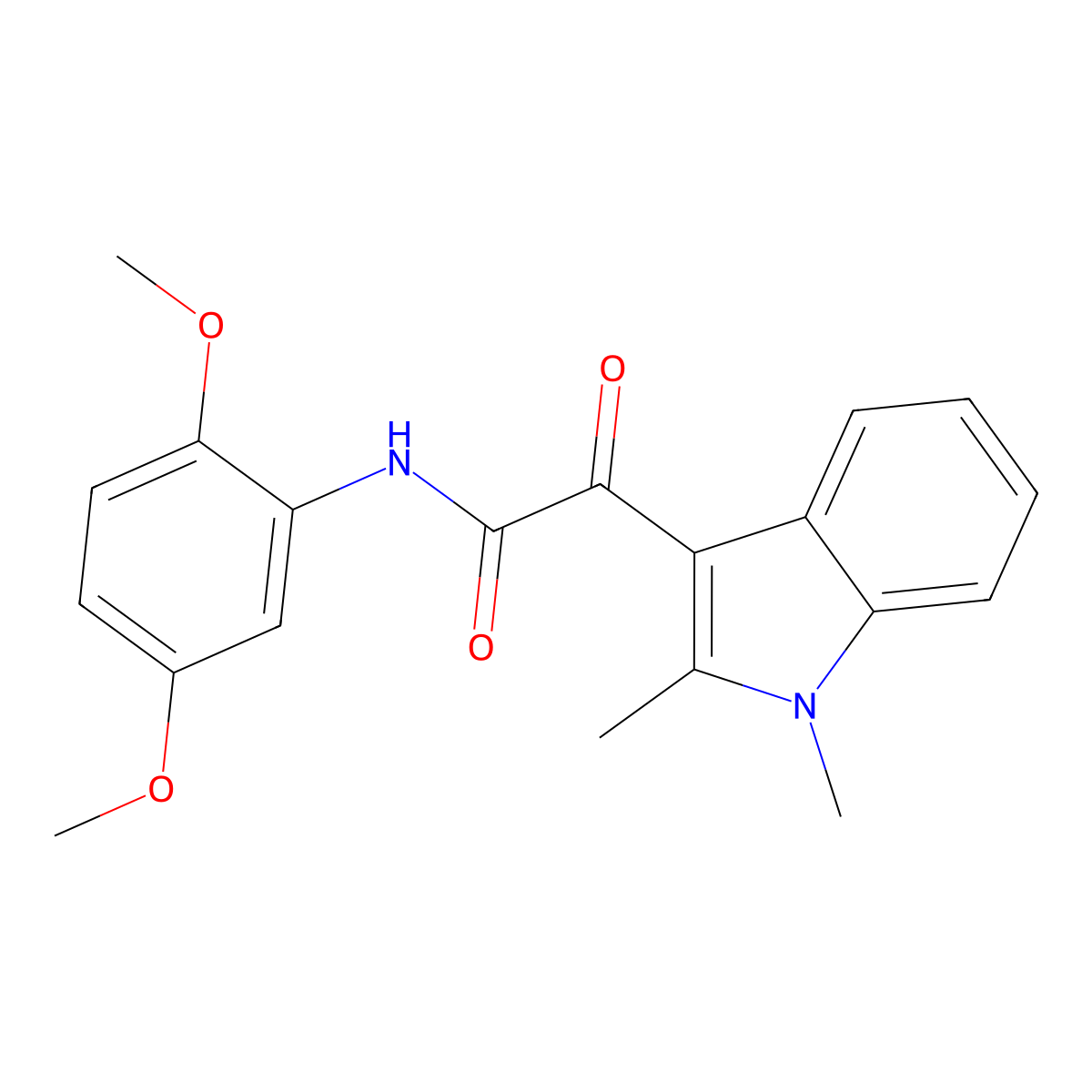 N-(2,5-dimethoxyphenyl)-2-(1,2-dimethyl-1H-indol-3-yl)-2-oxoacetamide molecular structure, CAS 862831-72-9