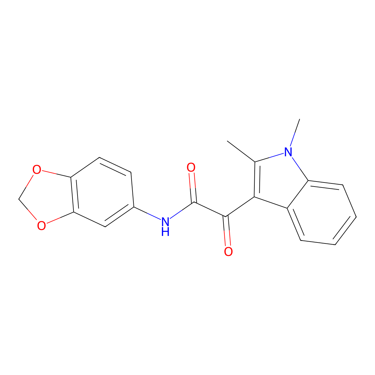 N-(benzo[d][1,3]dioxol-5-yl)-2-(1,2-dimethyl-1H-indol-3-yl)-2-oxoacetamide molecular structure, CAS 862831-73-0