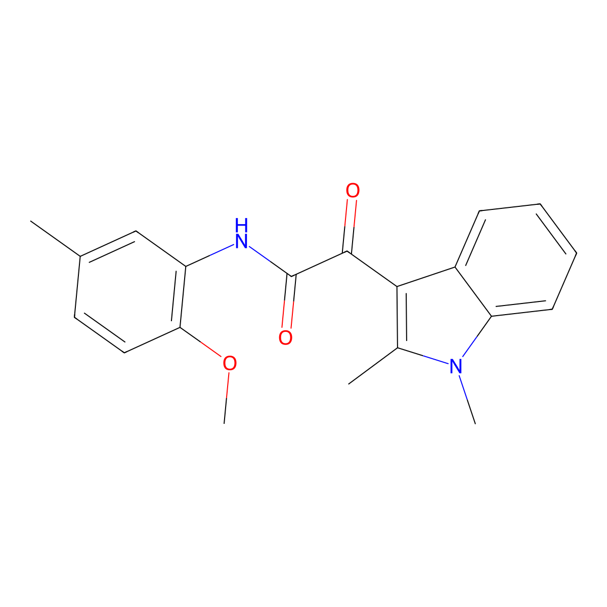 2-(1,2-dimethyl-1H-indol-3-yl)-N-(2-methoxy-5-methylphenyl)-2-oxoacetamide molecular structure, CAS 862831-81-0