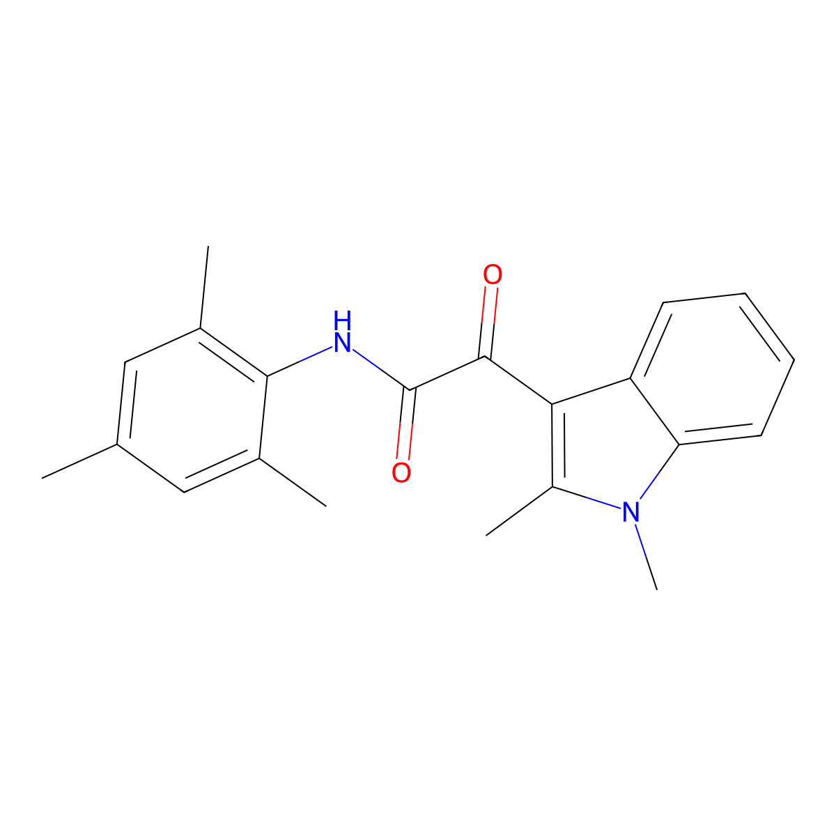 2-(1,2-dimethyl-1H-indol-3-yl)-N-mesityl-2-oxoacetamide molecular structure, CAS 862831-83-2