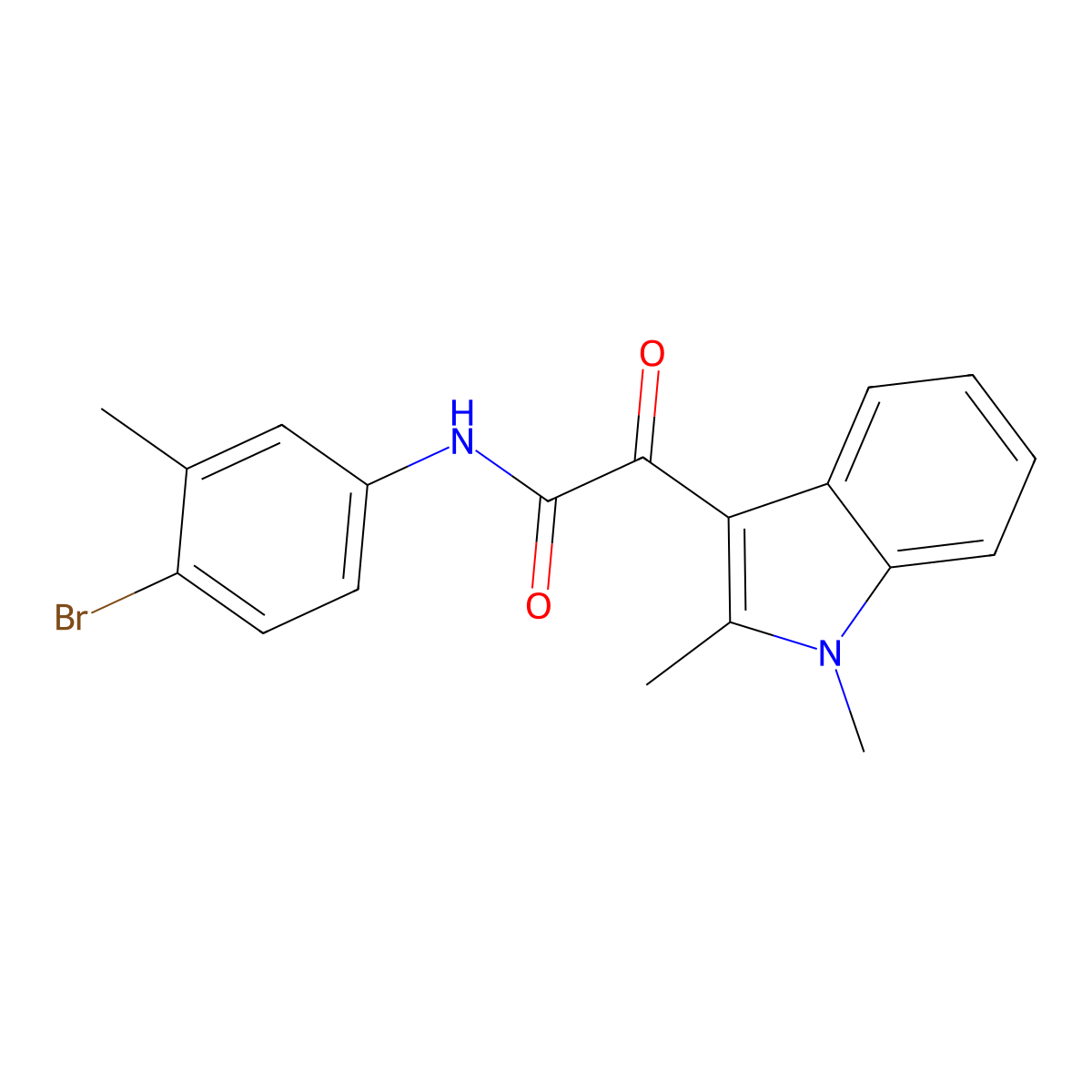 N-(4-bromo-3-methylphenyl)-2-(1,2-dimethyl-1H-indol-3-yl)-2-oxoacetamide molecular structure, CAS 862831-84-3