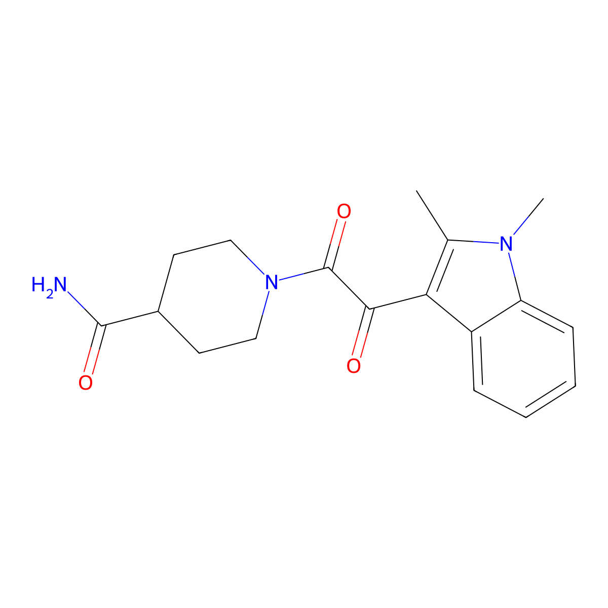 1-(2-(1,2-dimethyl-1H-indol-3-yl)-2-oxoacetyl)piperidine-4-carboxamide molecular structure, CAS 862831-86-5
