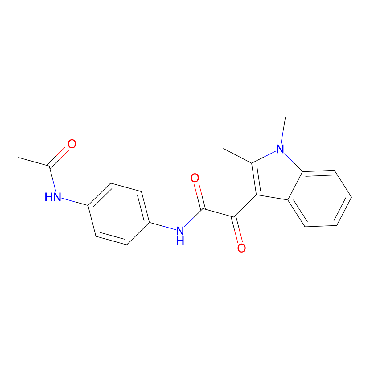 N-(4-acetamidophenyl)-2-(1,2-dimethylindol-3-yl)-2-oxoacetamide molecular structure, CAS 862831-89-8