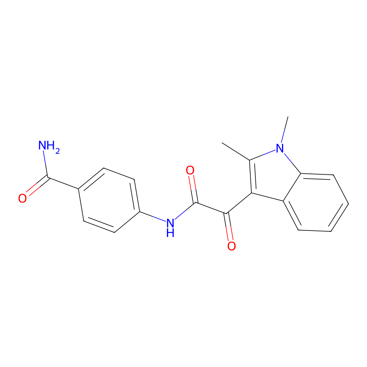 4-[2-(1,2-dimethyl-1H-indol-3-yl)-2-oxoacetamido]benzamide molecular structure, CAS 862831-91-2