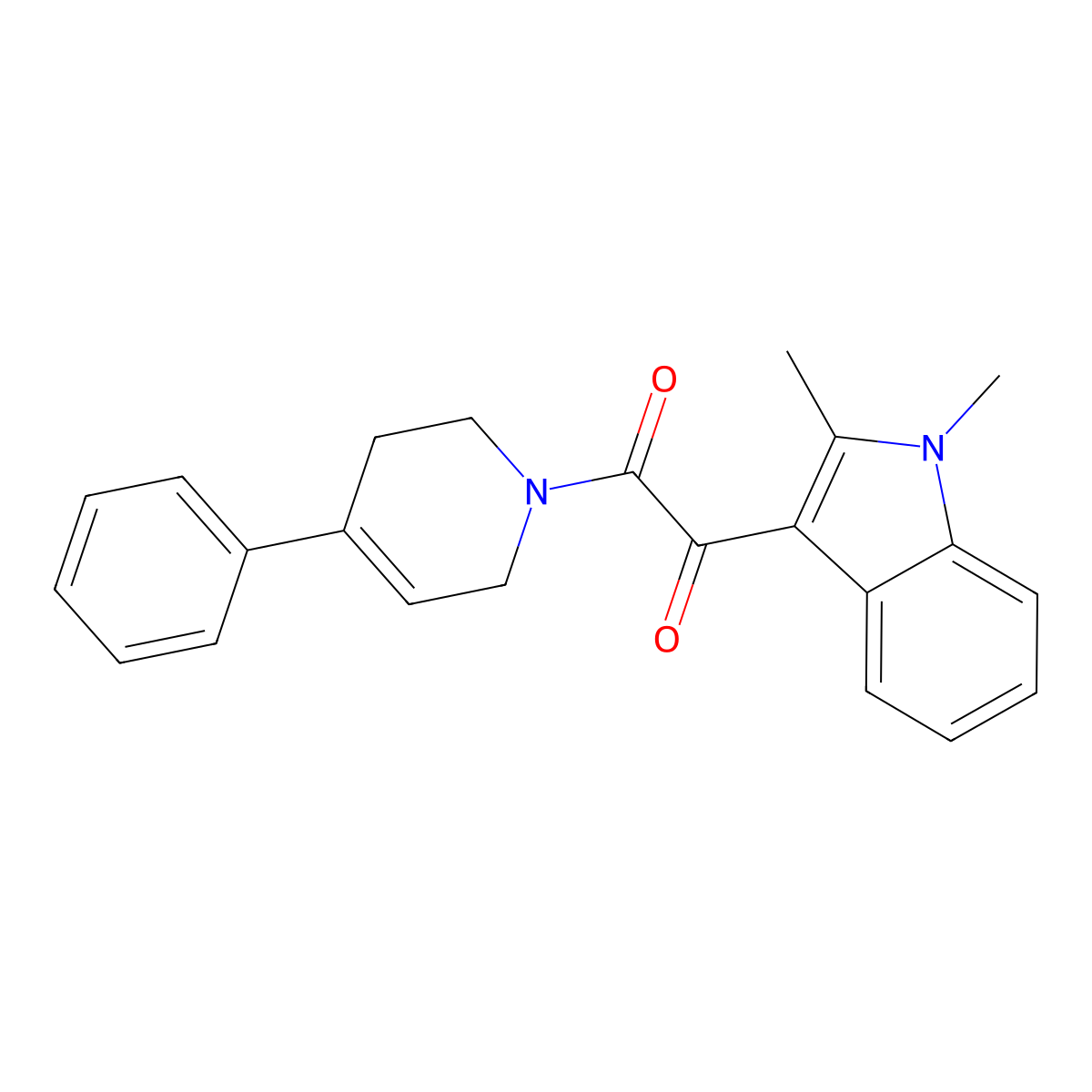 1-(1,2-dimethylindol-3-yl)-2-(4-phenyl-3,6-dihydro-2H-pyridin-1-yl)ethane-1,2-dione molecular structure, CAS 862831-94-5