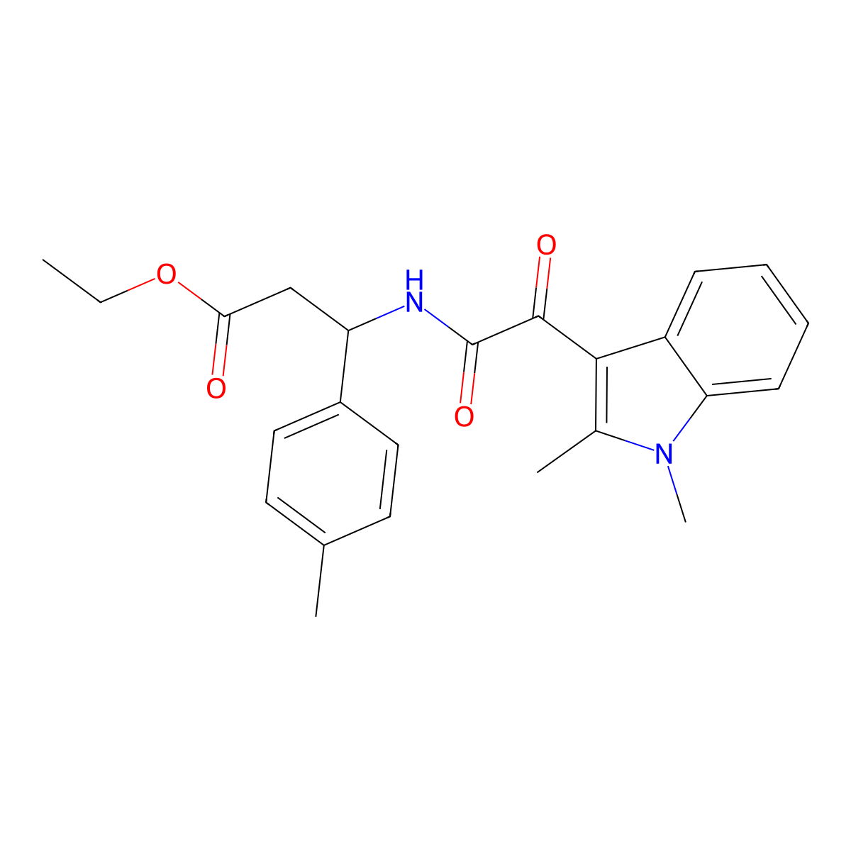 ethyl 3-{[(1,2-dimethyl-1H-indol-3-yl)(oxo)acetyl]amino}-3-(4-methylphenyl)propanoate molecular structure, CAS 862831-98-9
