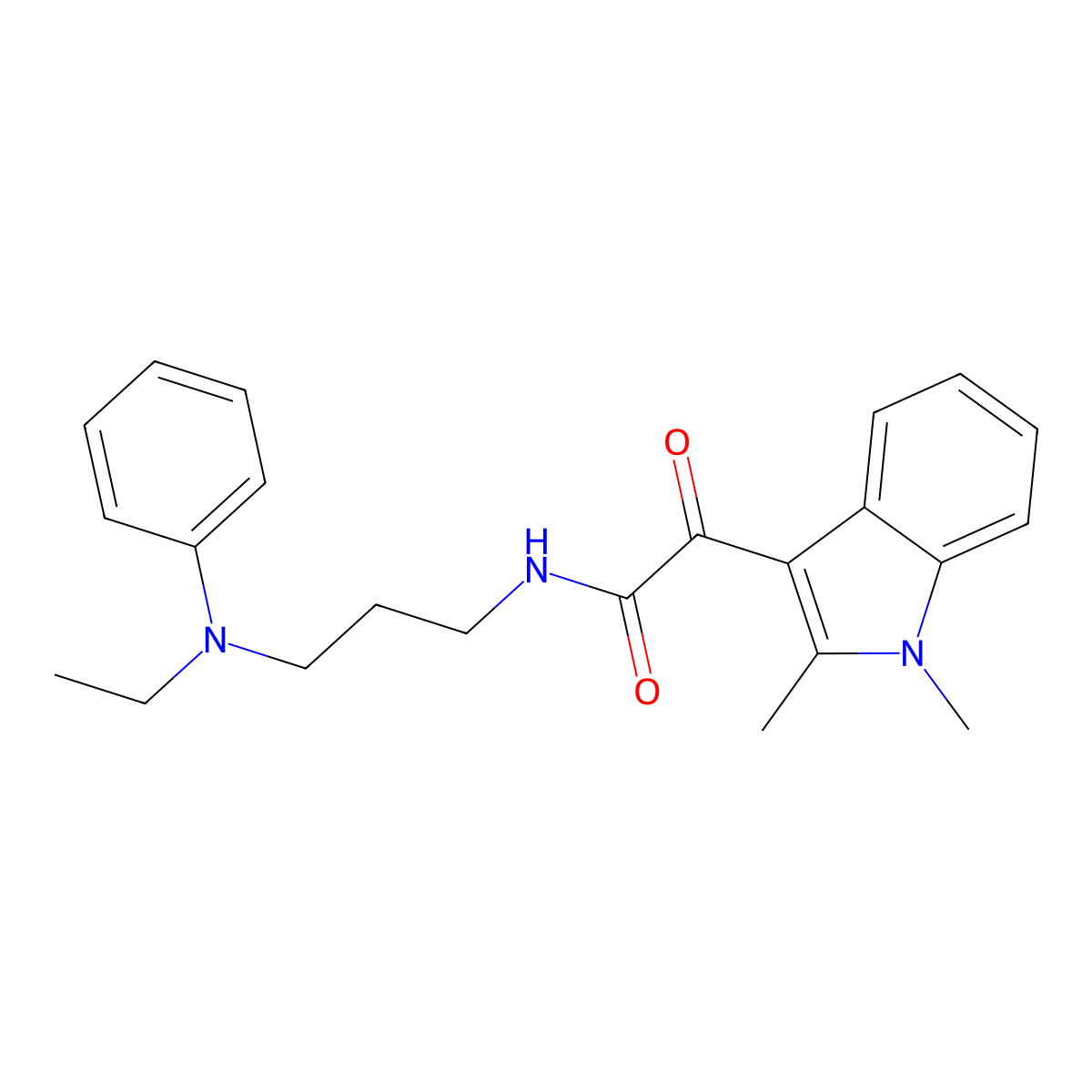 2-(1,2-dimethyl-1H-indol-3-yl)-N-(3-(ethyl(phenyl)amino)propyl)-2-oxoacetamide molecular structure, CAS 862832-01-7