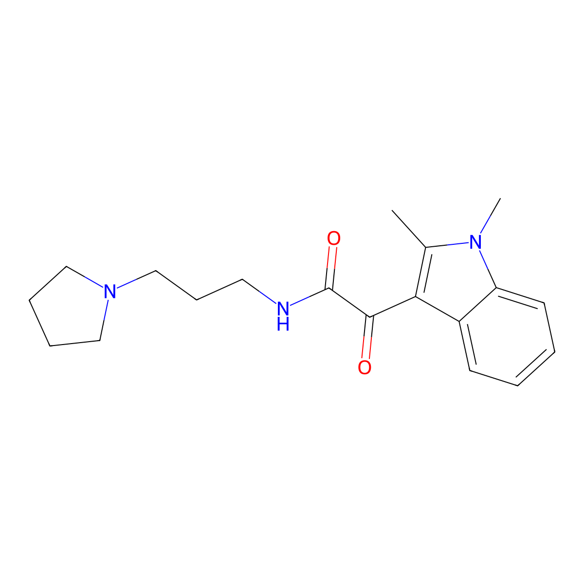2-(1,2-dimethylindol-3-yl)-2-oxo-N-(3-pyrrolidin-1-ylpropyl)acetamide molecular structure, CAS 862832-02-8