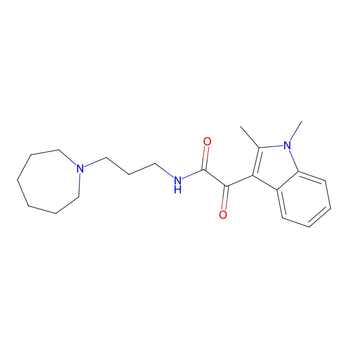 N-(3-(azepan-1-yl)propyl)-2-(1,2-dimethyl-1H-indol-3-yl)-2-oxoacetamide molecular structure, CAS 862832-03-9