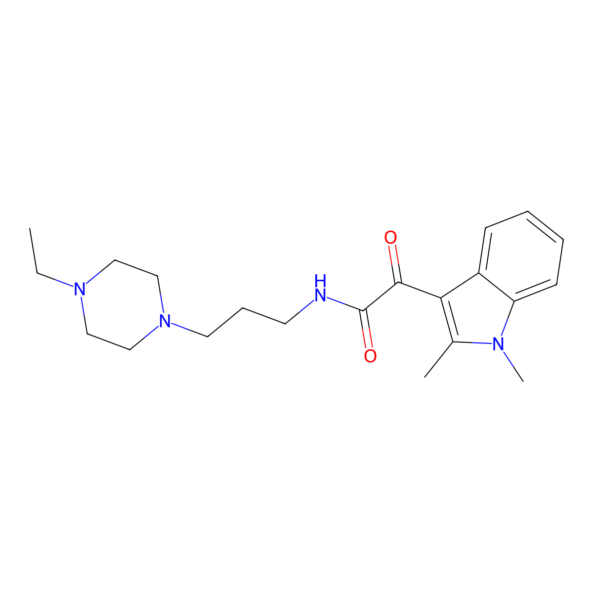 2-(1,2-dimethylindol-3-yl)-N-[3-(4-ethylpiperazin-1-yl)propyl]-2-oxoacetamide molecular structure, CAS 862832-04-0