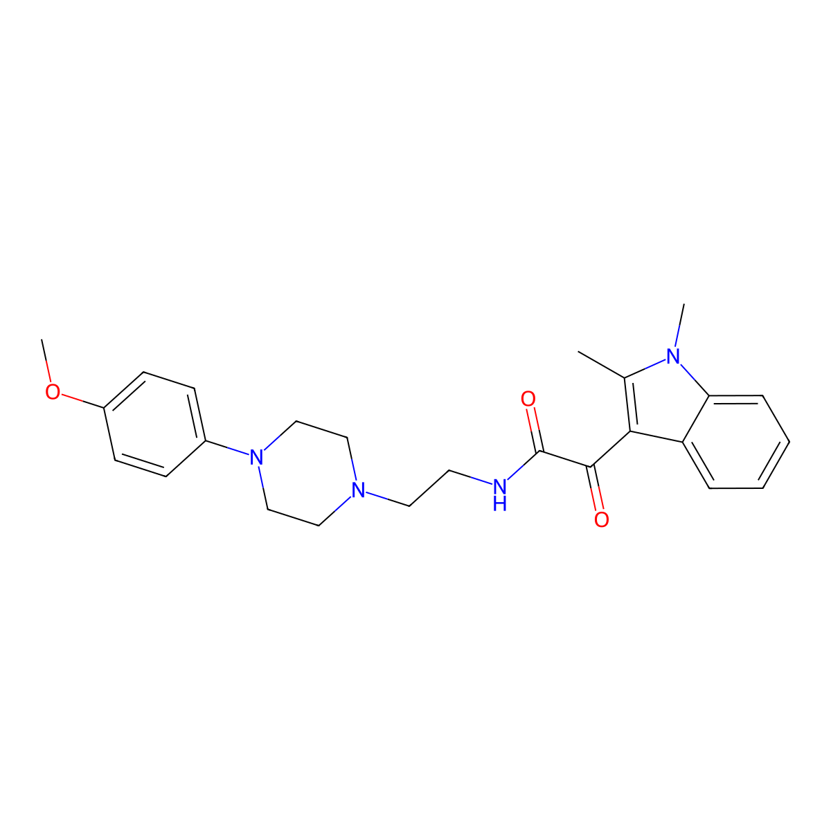2-(1,2-dimethyl-1H-indol-3-yl)-N-{2-[4-(4-methoxyphenyl)piperazin-1-yl]ethyl}-2-oxoacetamide molecular structure, CAS 862832-06-2