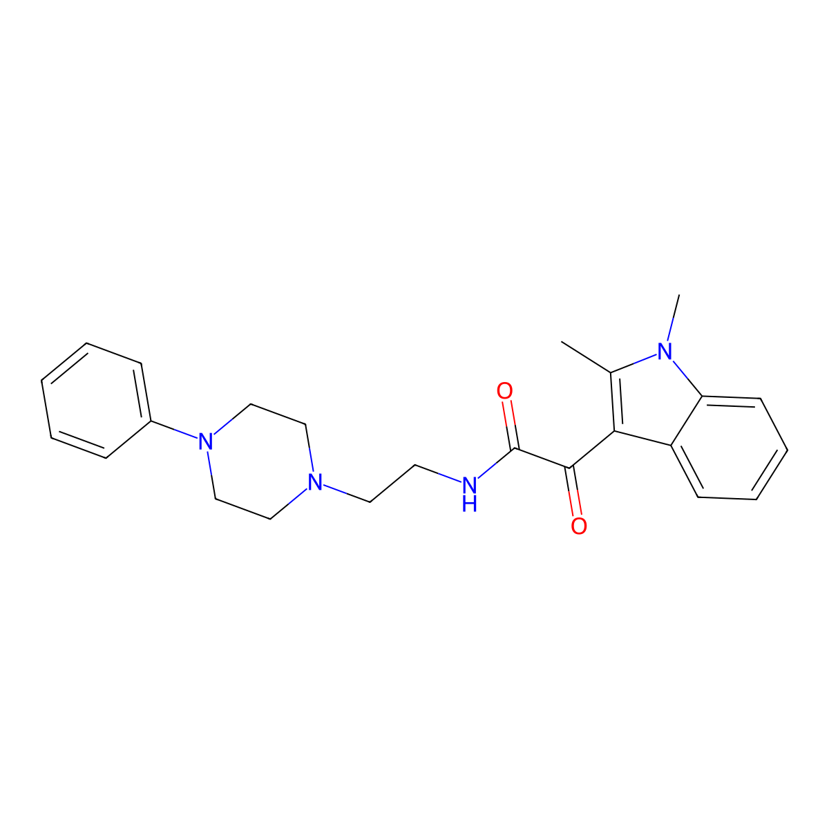 2-(1,2-dimethylindol-3-yl)-2-oxo-N-[2-(4-phenylpiperazin-1-yl)ethyl]acetamide molecular structure, CAS 862832-07-3