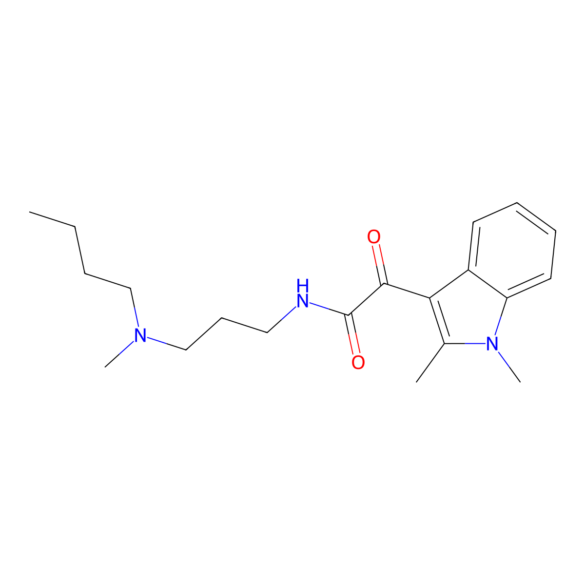 N-(3-(butyl(methyl)amino)propyl)-2-(1,2-dimethyl-1H-indol-3-yl)-2-oxoacetamide molecular structure, CAS 862832-09-5