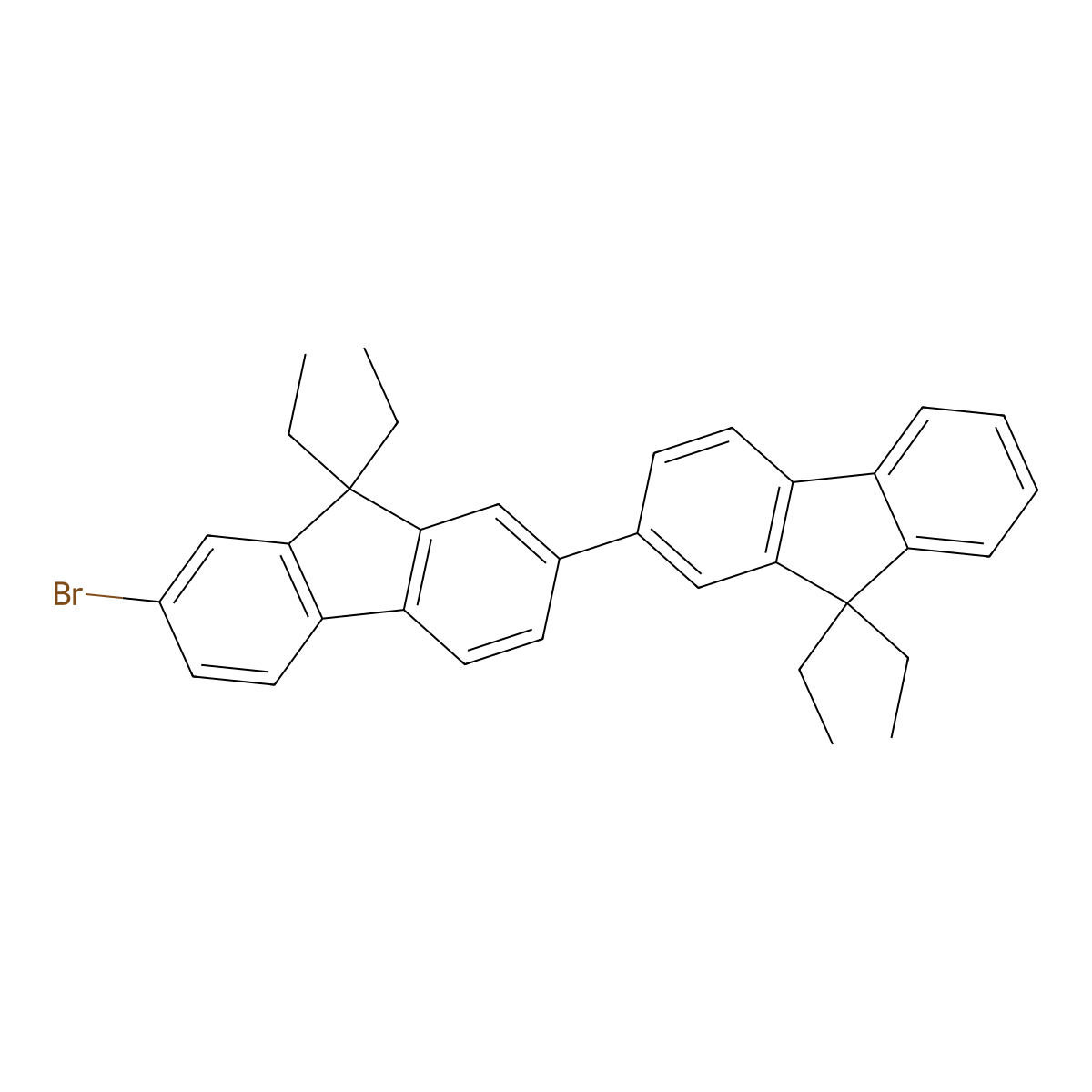 7-Bromo-9,9,9',9'-tetraethyl-2,2'-bifluorene molecular structure, CAS 862847-75-4