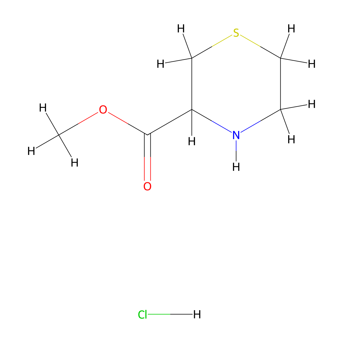 Methyl thiomorpholine-3-carboxylate hydrochloride molecular structure, CAS 86287-91-4