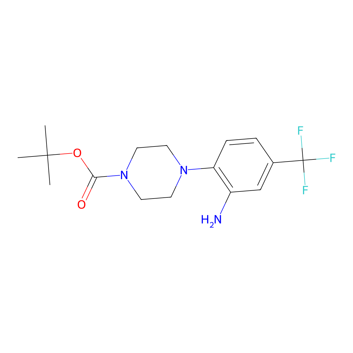 Tert-butyl 4-(2-amino-4-(trifluoromethyl)phenyl)piperazine-1-carboxylate molecular structure, CAS 862874-74-6